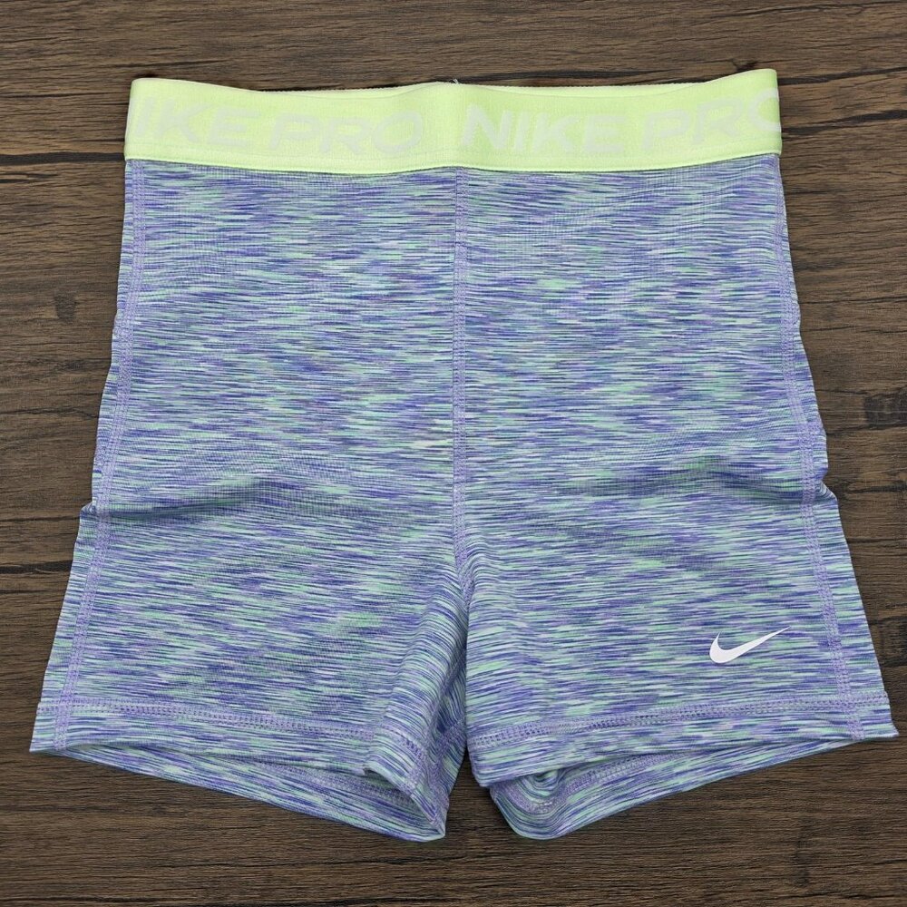 Nike Pro Compression Shorts Womens Small Purple Space Dye Dri-FIT High Rise Gym
